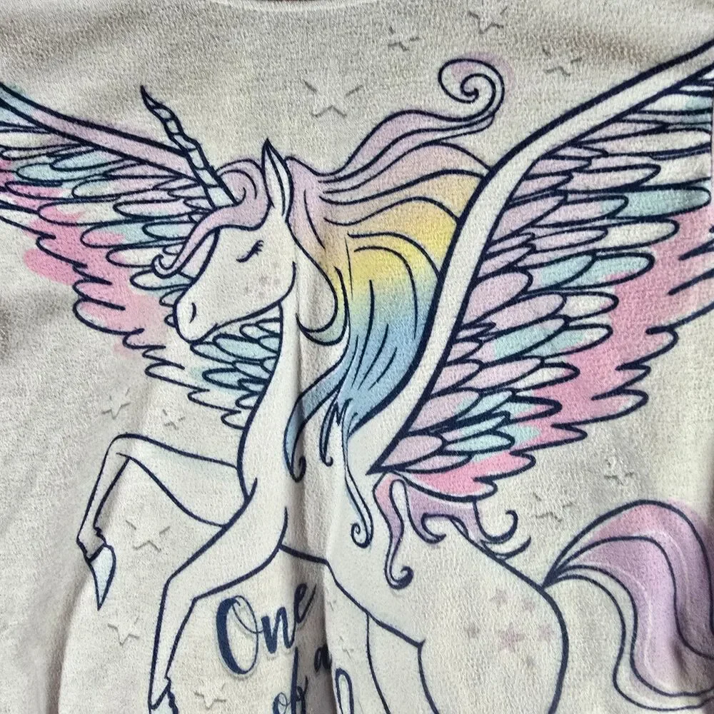 Girls Purple Unicorn Pajamas Sweatshirt & Heart Pants Sleep Set Size 10/12